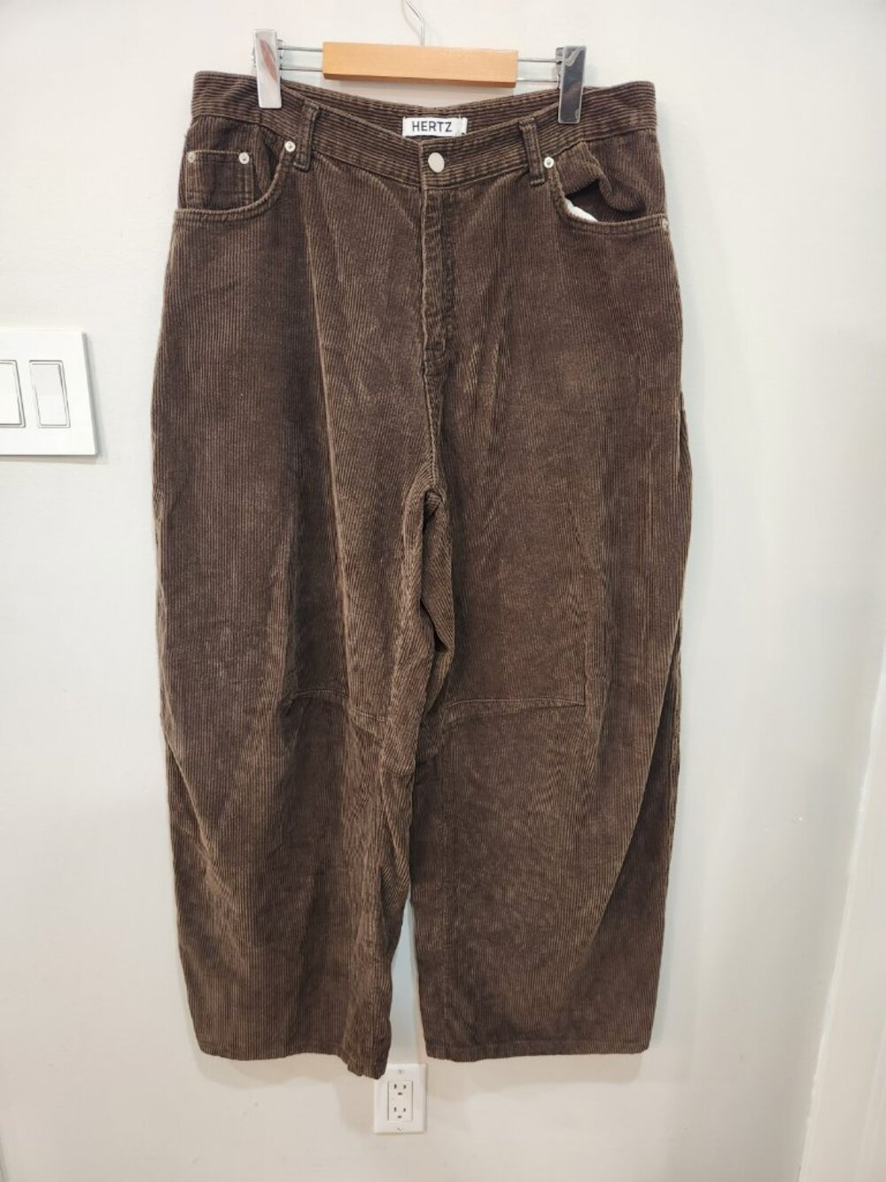 Vintage 90s HERTZ Simons Corduroy Pants Mens L Brown Baggy Wide Leg Streetwear